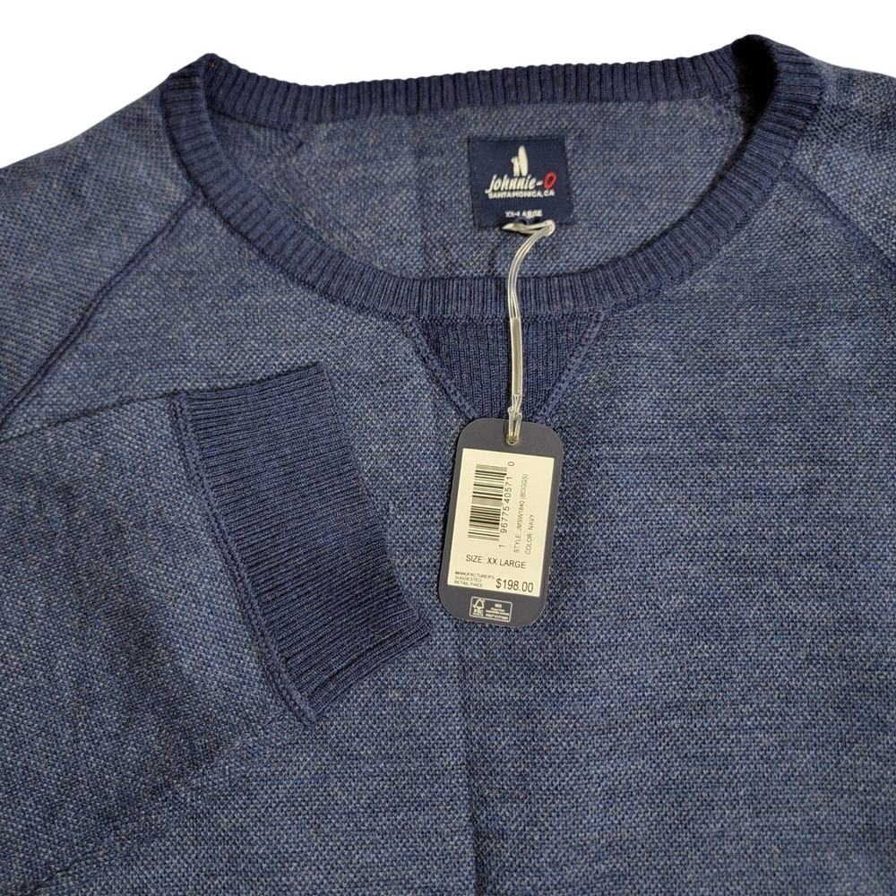 Johnnie-O Boggs Navy‎ Extrafine Merino Wool Crewneck Sweater Mens XXL JMSW1840